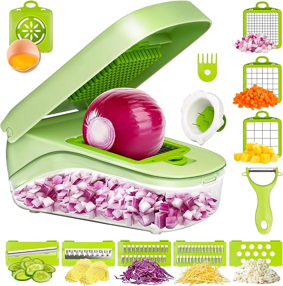 Mandoline Vegetable Slicer, 17 in 1 Multifunctional Vegetable Chopper for Onion Potato Salad, Easy to Clean & Store Practical Kitchen Tool