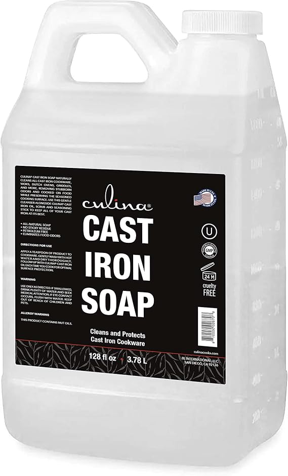Culina Cast Iron Soap 128oz 1 Gallon| All Natural Ingredients best for Cast Iron Cookware, Skillets, Pans & Grills!......