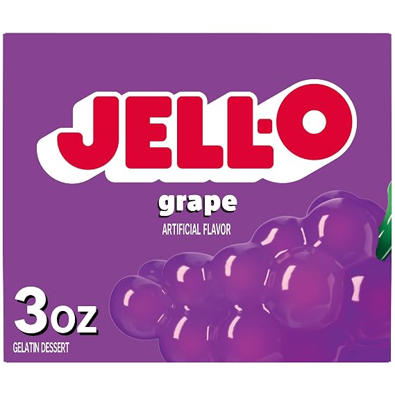 Jell-O Gelatin Dessert Mix, Grape, 3 oz Box
