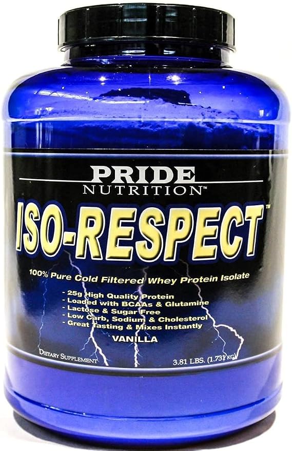 Pride Nutrition #1 Whey Protein Isolate Shake- Iso-Respect Protein Vanilla 60 Servings Best Whey Protein Powder for Women & Men No Lactose - Mixes with a Spoon