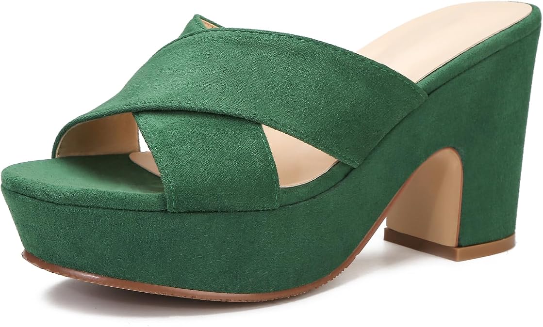 Women's Platform Sandals Open Toe Slip On Wedge Mules