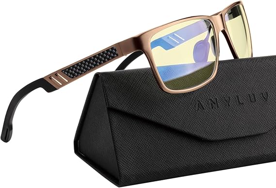 ANYLUV Blue Light Blocking Glasses Men Computer Gaming Glasses Lightweight Al-Mg Metal Anti Eyestrain Eye Protection