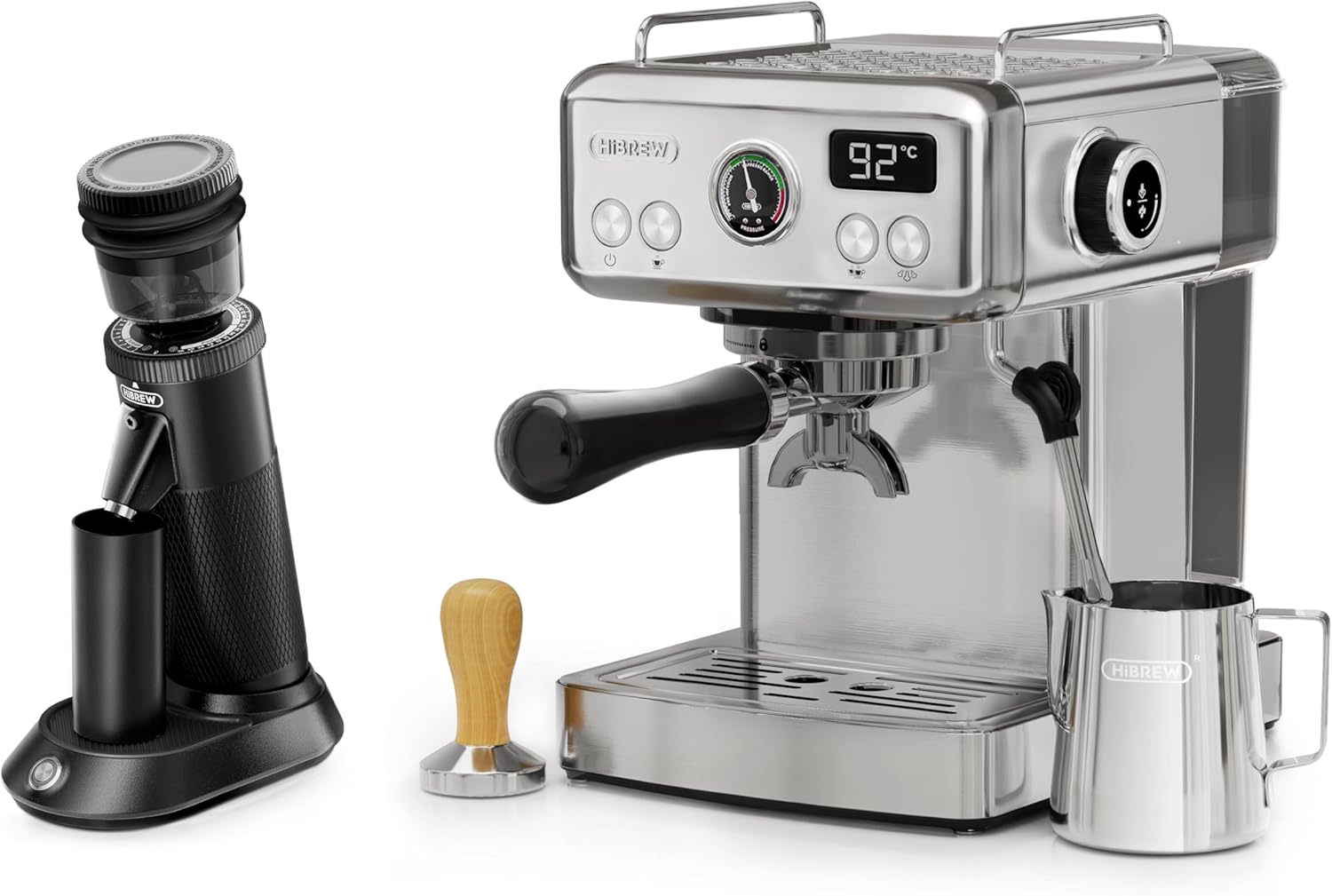 HIBREW H10A & G5 Espresso Machine Set with Milk Frother and Grinder for CappuccinoMochaMacchiato and more