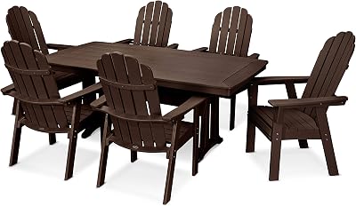 POLYWOOD Vineyard Adirondack 7-Piece Nautical Trestle Dining Set Mahogany