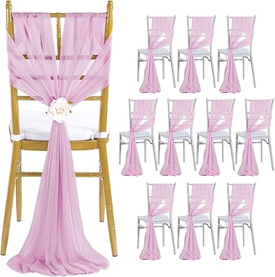 10Pcs Chair Sashes Elegant Wedding Chair Decorations for Party Ceremony Reception, 8x108 Inch, Lilac