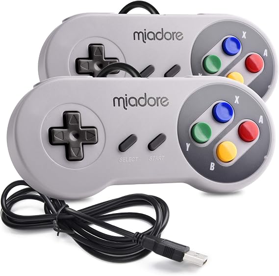 2 Pack USB Controller for SNES Retro Gaming, miadore SNES USB Classic Gamepad Joypad Gamestick for Windows PC MAC Linux Retropie Raspberry Pi 3