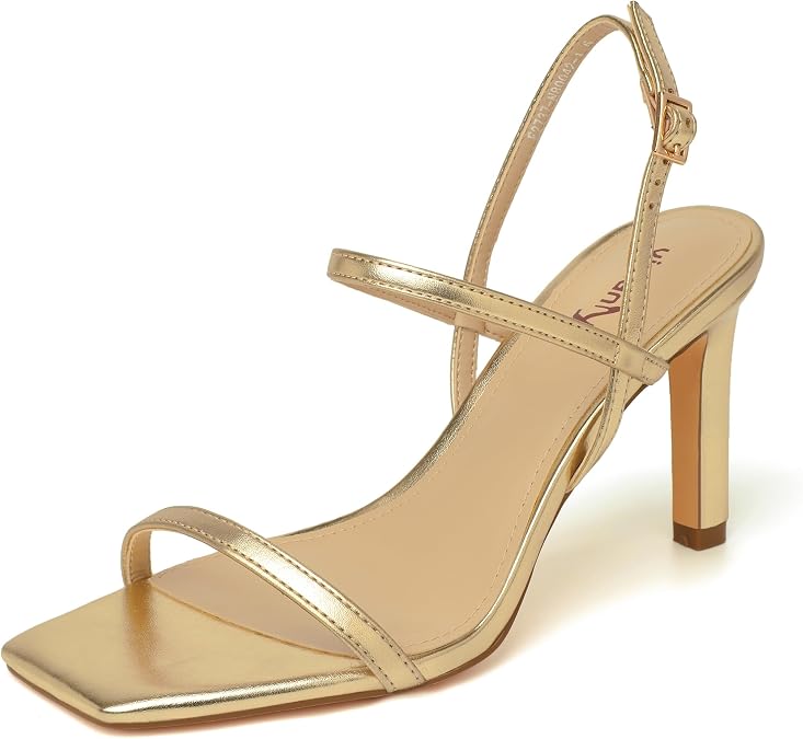 vivianly Women's Strappy Square Toe Ankle Strap Heeled Sandals