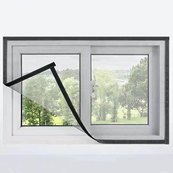 51''x59'' Mosquito Net for Window with Rolls Tapes, Fiberglass Screen Roll High Visibility & Durable Screen, DIY Self-Adhesive Window Screen Netting Mesh Curtain, Reusable Mesh Window Screens (8PCS)