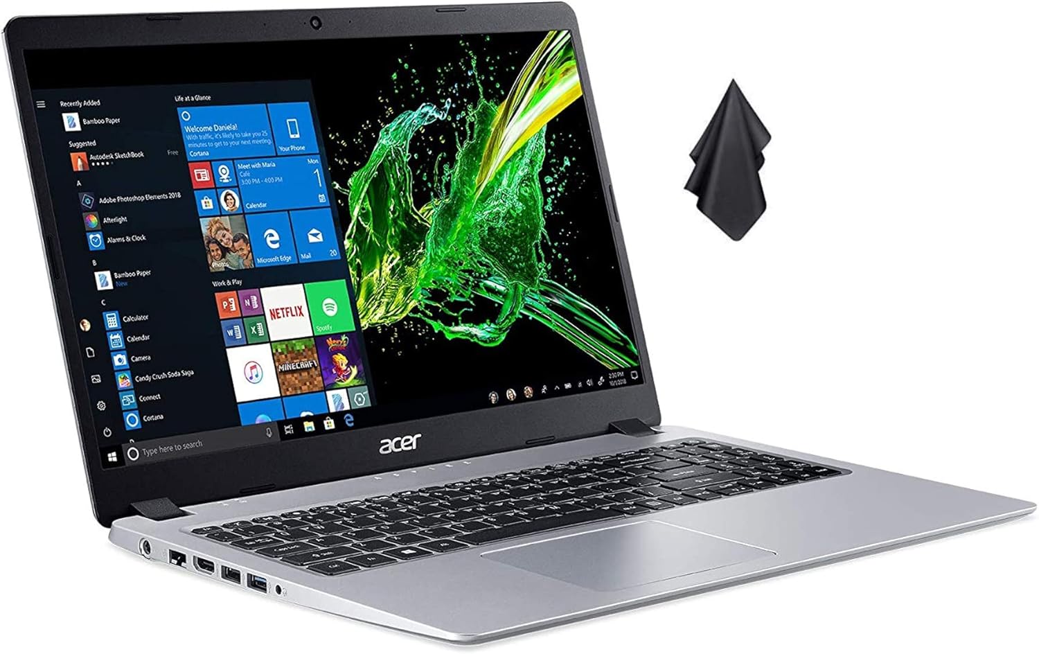 acer 2021 Newest Aspire 5 Slim Laptop, 15.6 inches Full HD IPS Display, AMD Ryzen 3 3200U up to 3.5GHz, Vega 3 Graphics, 16GB DDR4, 1TB SSD, Backlit Keyboard, Windows 10  Oydisen Cloth
