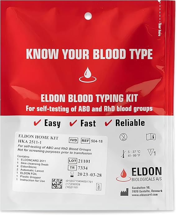 Original Home Blood Typing Kit - New Package + Improved Lancet (4 kits)