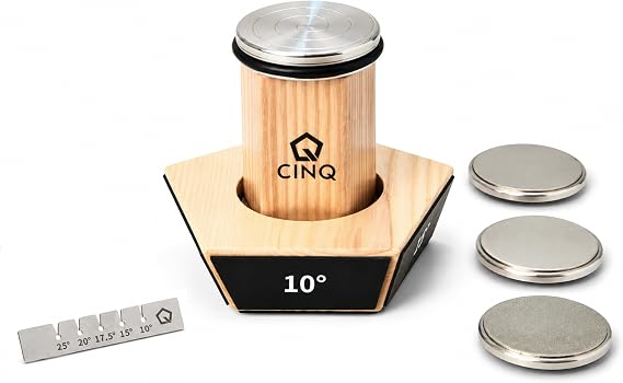 CINQ Rolling Knife Sharpener Kit, 3 Diamond Grits, 5 Angles, Hone