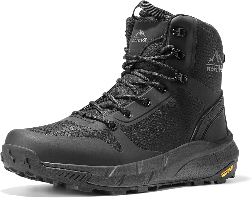 NORTIV 8 Men's Military Tactical Boot Zipper Lightweight | Comfortable for Work All Day Motorcycle Combat Hiking Boots Metrostrike(8-9 Inches)