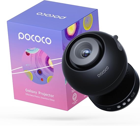 POCOCO Starry Sky Projector Children's Night Light Galaxy Projector Starry Sky for Bedroom and Home Planetarium Children's Starry Sky Projector with 2 Discs Ideal Gift for Birthdays and Holidays [Energy Class A+++]