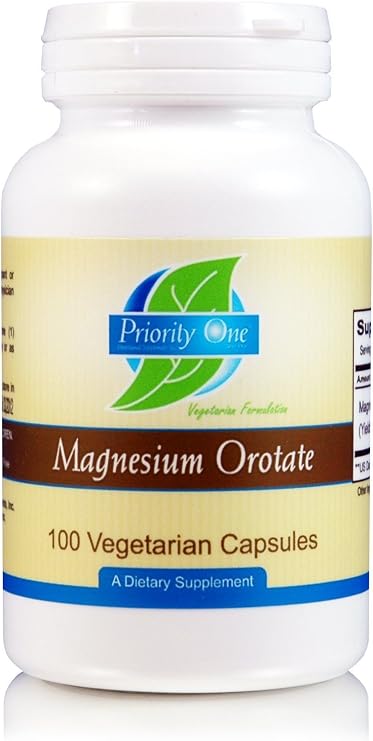 Priority One Vitamins - Magnesium Orotate 100 Capsules - Bioavailable Magnesium