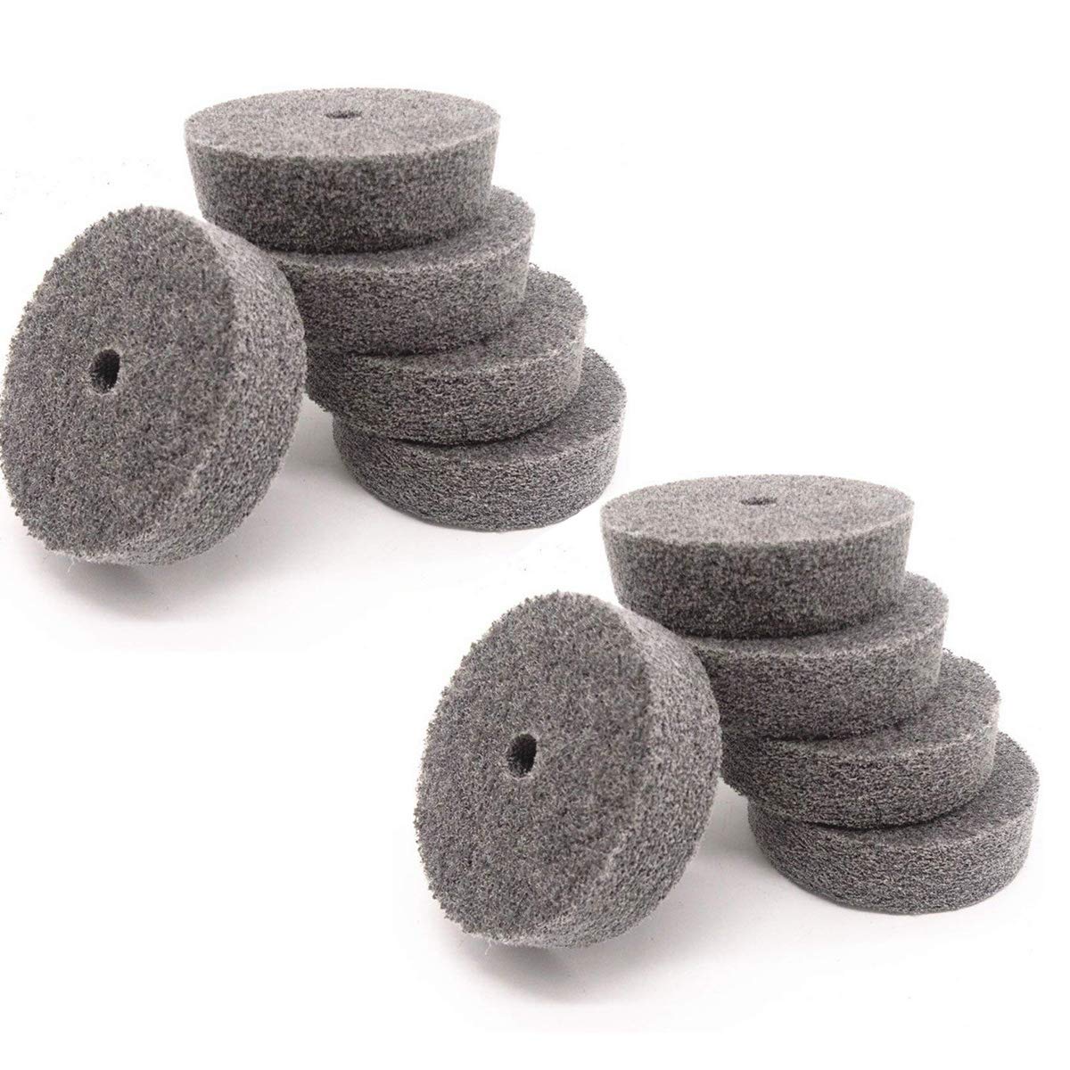 COMOK 10Pcs 75mm/3" Diameter Grit Nylon Fiber Polishing Buffing Wheel For Various Metal Parts (Dark Gray)