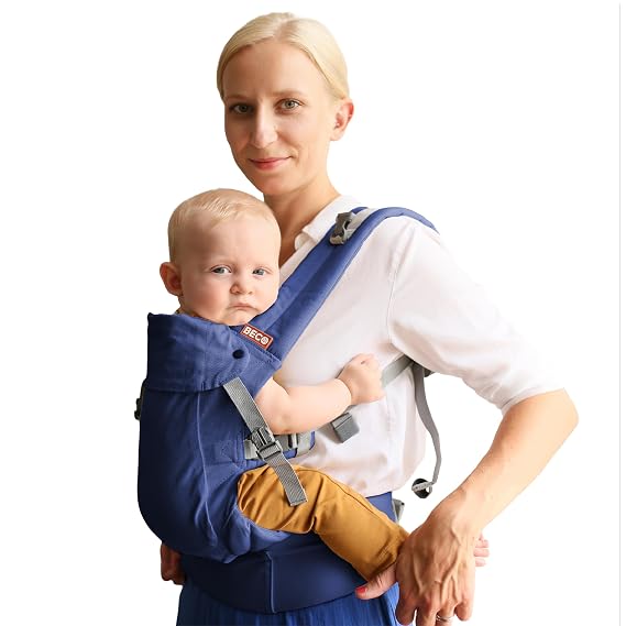 Beco Gemini 2.0 Baby Carrier Newborn to Toddler with M-CloudTM Support - 4-Position Ergonomic Baby Carriers, Certified Hip-Healthy Newborn Carrier, Fully Adjustable to Fit All Parents (735 lbs) - Blue