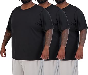 Real Essentials 3 Pack: Mens Big & Tall Short Sleeve Dry Fit Crew Neck T-Shirt - Gym Workout Athletic Running Tee (3XT-5XT)