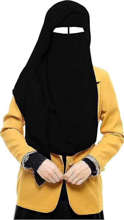 bonballoon Black XL Long Saudi Layered Niqab Niqabs Nikab Naqaab 3 Layers Burqa Hijab Face Cover Veil Islam Islamic Dress Clothing For Muslim Womens Jilbab Abaya Dress