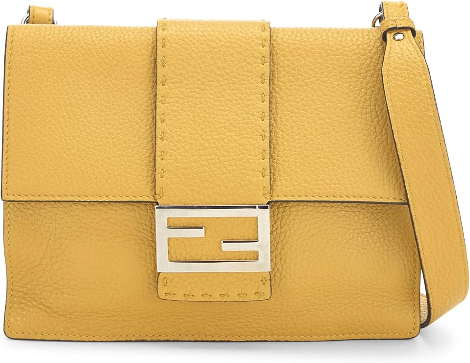 Pre-loved Yellow Leather Flat Baguette Mini, Yellow