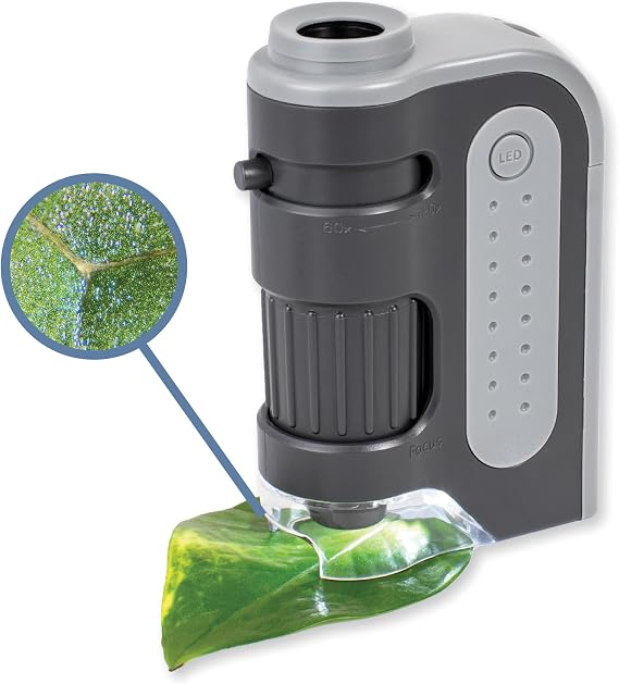 MicroBrite Plus, 60x-120x LED Lighted Pocket Microscope | Portable Handheld Microscope STEM Toy - Mini Microscope for Student Science Lab, Educational Portable Microscope (MM-300)