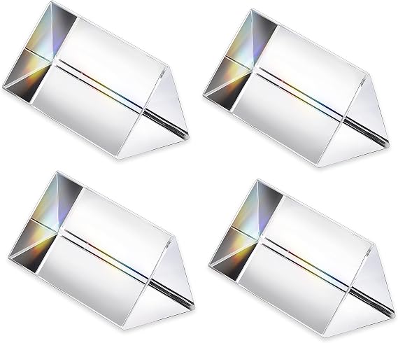 QFkris 4pcs Clear K9 Crystal Triangular Prism for Photo Rainbow Lights