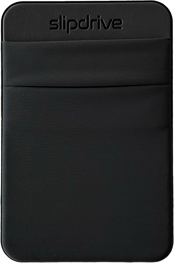 Portable Hard Drive Sleeve for Laptop - SSD Solid State Drive Holder - Dual Pocket Reusable Adhesive Storage Pouch - Stick-On External Hard Drive Carrying Case (5 x 3.25 Inch, Small, Black)