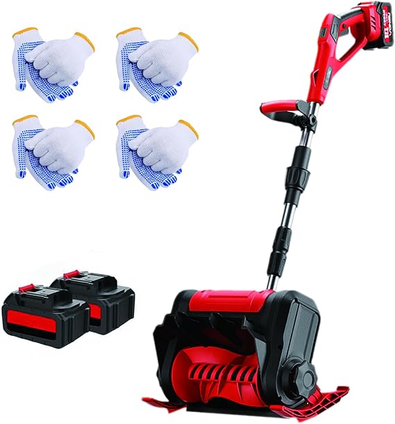 Electric Snow Shovel 1000W – Cordless Snow Thrower with 2 * 3000mAh Batteries, 30cm Clearing Width, 45° Adjustable Snow Dispersal, for Driveways, Paths & Patios red
