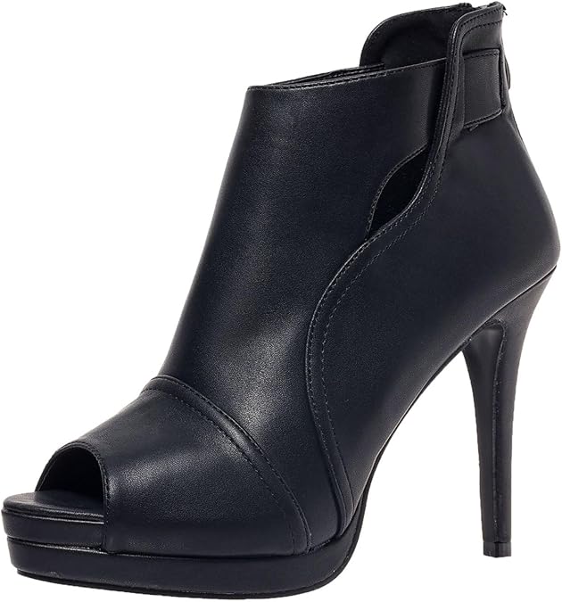 Open Toe Booties for Women Black High Stiletto Heels Open Toe Sexy Ankle Boot Fashion Heeled Sandals with Back Zipper, US Size 5-11