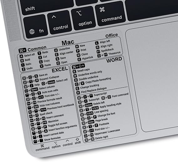 SWITHOM Mac Word Excel Shortcut Sticker Quick Reference for MacBook (1-PCS)