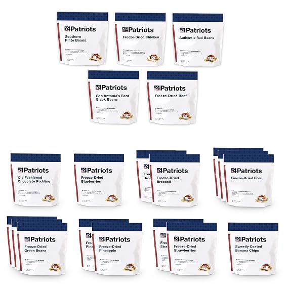 4Patriots Emergency Food Bundle: Survival Meat + Veggies Designed to Last 25 Years, 205 Servings