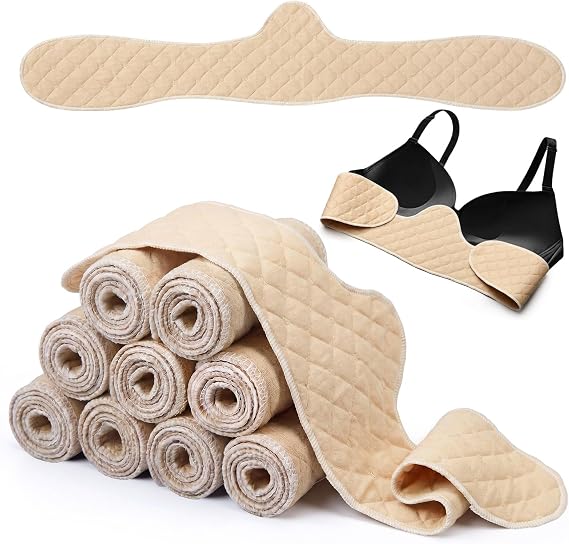 Boyiee 9 Pcs Bra Liners for Sweat, Reusable Washable Under Breast Sweat Pads, 50% Cotton & 50% Polyester Fiber
