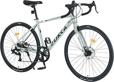 7 Speed Road Bike,700C Wheel Road Commuter Bicycle with Dual Disc Brakes,Light Aluminum Alloy Frame,Adult Faster Racing Bike for Men and Women