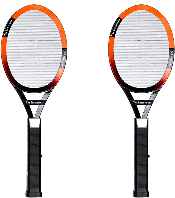 The Executioner Electric Fly Swatter Twin Pack – Bug Zapper Racket for Mosquito, Wasp & Insect Control, Single-Layer Mesh, Indoor & Outdoor Use, Long Handle 50cm