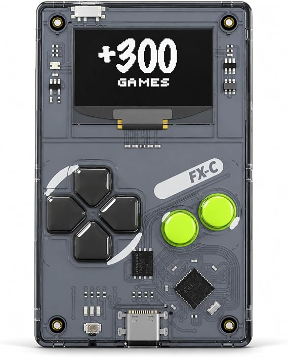 Arduboy FX-C Programmable Open Source 8-Bit Retro Handheld Game Console - 300+ Preloaded Classic Games, STEM Coding Board, USB-C Multiplayer, Credit Card Size Pocket Retro Gaming Device