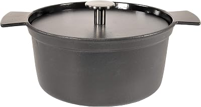 Ambiente SIXS24MO101 Six OClock Black Enamel Cast Iron Casserole and Lid, 24 cm