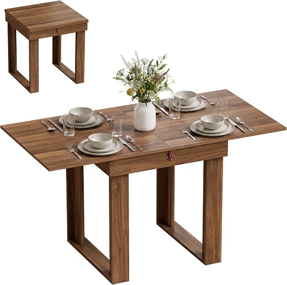 HOMCOM Folding Dining Table for 4 Extendable 70-140 cm Grey Wood Effect