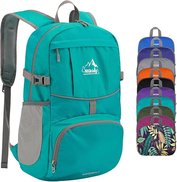 Waterfly Foldable Lightweight Hiking Backpack: 25L Packable Rucksack