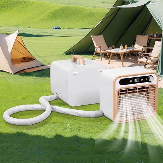 Portable Cooler, Spot Air Conditioner, Small, Divided Type, Cold Desk, 12 Hour Timer, Reservation/Stop, No Construction Required, Quiet, Includes Handle and Hose Removable Filter 110 V