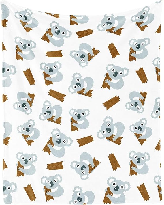 Koala Blanket - Soft, Fuzzy & Warm - 30"x40" Small Blanket for Couch, Office - White Cute Throw Gifts for Girls, Boys