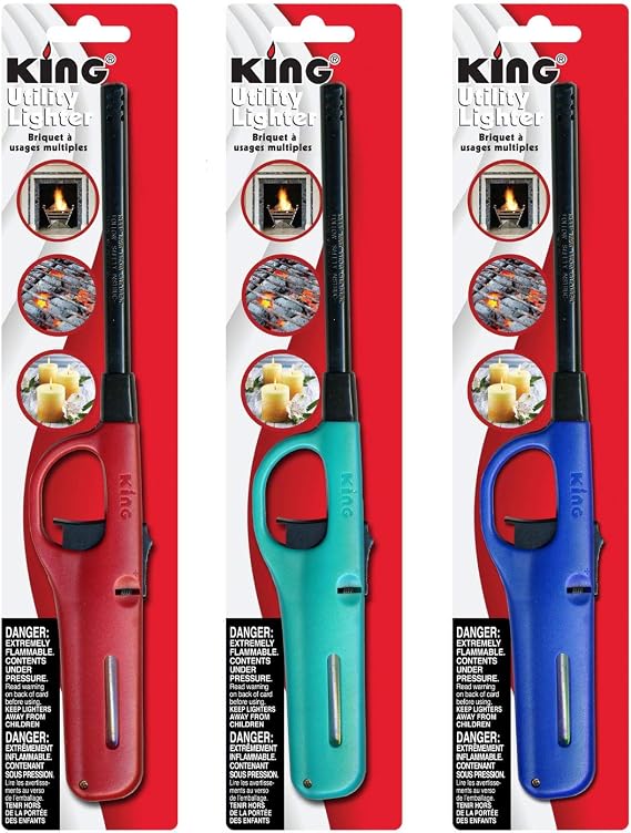 Mango Kingdom 3 Pack King BKOU172 Multi Utility Lighter Assorted Colors | Multi Utility Lighter Assorted Colors