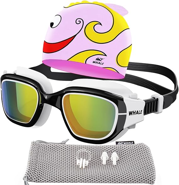 Whale Kids Swim Goggles Wear Comfortable UV400 Antifog Polarized Swimming Goggles Suitable for ages 3-14