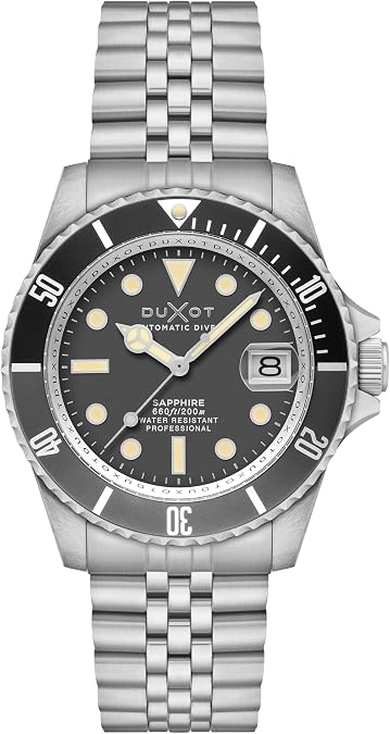 DUXOT Atlantica Men's Automatic Dive Watch Japanese Movement, 42mm Stainless Steel Case, Water Resistant 200m, Stainless Steel Bracelet, DX-2057