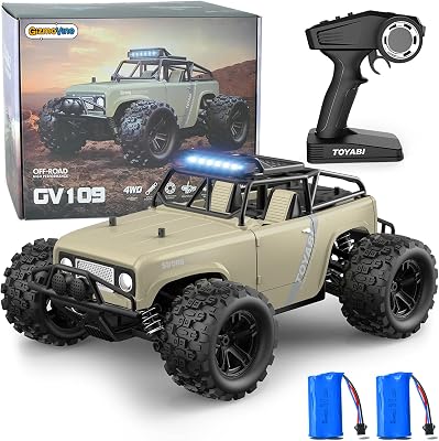 Gizmovine RC Car, Off-Road Remote Control Truck, 2.4GHz 25 MPH 4WD All-Terrain Hobby Remote Control Car, High-Speed Waterproof RC Car with 2 Rechargeable Batteries