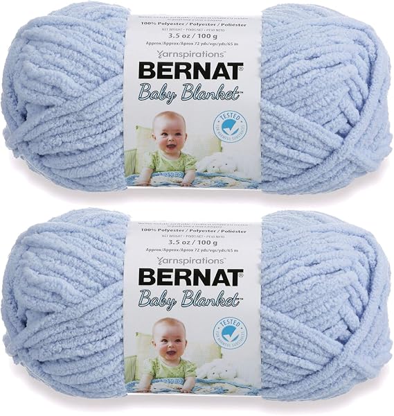 Bernat Baby Blanket Yarn-Baby Blue 2 3.5 ounces skeins