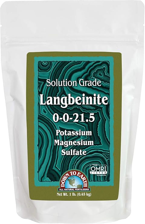 Down To Earth All Natural Fertilizers Solution Grade Langbeinite - 1 lb | Professional Grade Potassium Magnesium Sulfate Powder 200 mesh for Liquid or Spray 0-0-21.5