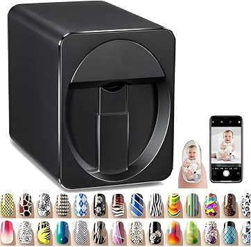 Nail Printer Nail Art Machine, Automatic Nail Painting Machine,Smart Phone Control Wireless WiFi Signal,Smart 3D Nail Art Printer, Gifts for nail lovers,Black