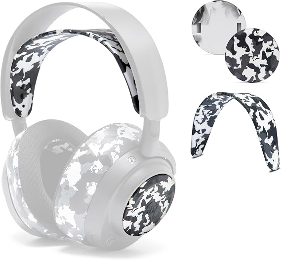 WC Arctis Nova Accessory Bundle Pack - Silicone Headband and Side Speaker Plate Upgrade for Arctis Nova Headsets by Wicked Cushions | Snow Camo