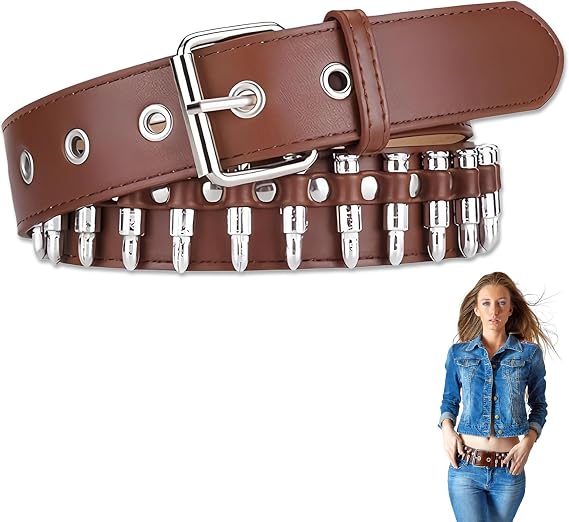 SHENYI Bullet Belts for Men Women Punk Rock Rivet Belt Studded Gothic Belts PU Leather Adjustable Gothic Clothing Accessories