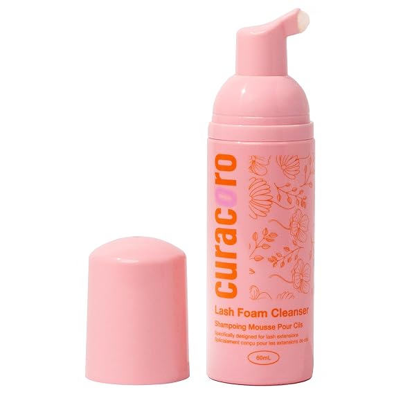CURACORO Lash Shampoo 60ml, Eyelash Extension Foam Cleanser