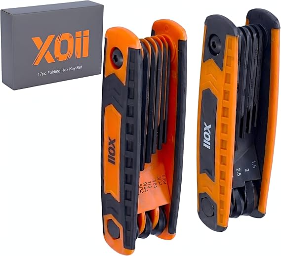 Folding Allen Wrench Set, 17 Piece Metric & SAE Hex Key Set | Pack of 2, Durable Folding Design, Portable Multi Size Set, Ideal for Home, Bike, Automotive & DIY Repairs